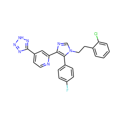 Fc1ccc(-c2c(-c3cc(-c4nn[nH]n4)ccn3)ncn2CCc2ccccc2Cl)cc1 ZINC000225935622