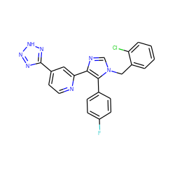 Fc1ccc(-c2c(-c3cc(-c4nn[nH]n4)ccn3)ncn2Cc2ccccc2Cl)cc1 ZINC000225940382