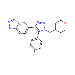 Fc1ccc(-c2c(-c3ccc4[nH]ncc4c3)nnn2CC2CCOCC2)cc1 ZINC000146762772