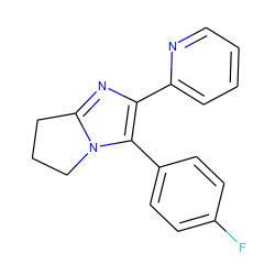 Fc1ccc(-c2c(-c3ccccn3)nc3n2CCC3)cc1 ZINC000013472527