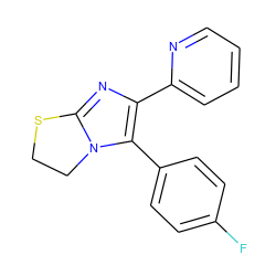 Fc1ccc(-c2c(-c3ccccn3)nc3n2CCS3)cc1 ZINC000013472526