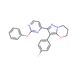 Fc1ccc(-c2c(-c3ccnc(Oc4ccccc4)n3)nn3c2OCCC3)cc1 ZINC000028379960