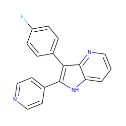 Fc1ccc(-c2c(-c3ccncc3)[nH]c3cccnc23)cc1 ZINC000000023731