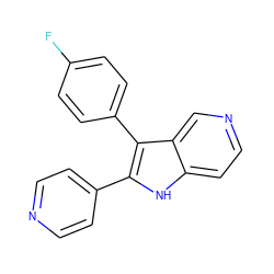 Fc1ccc(-c2c(-c3ccncc3)[nH]c3ccncc23)cc1 ZINC000012365468