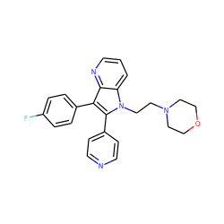 Fc1ccc(-c2c(-c3ccncc3)n(CCN3CCOCC3)c3cccnc23)cc1 ZINC000012365501