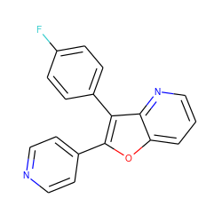 Fc1ccc(-c2c(-c3ccncc3)oc3cccnc23)cc1 ZINC000000023732