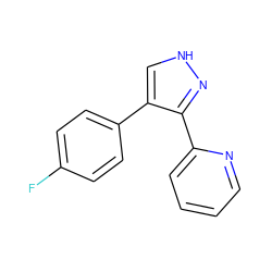 Fc1ccc(-c2c[nH]nc2-c2ccccn2)cc1 ZINC000012365461