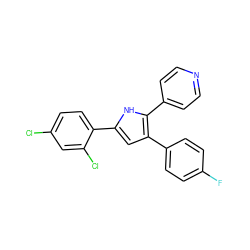 Fc1ccc(-c2cc(-c3ccc(Cl)cc3Cl)[nH]c2-c2ccncc2)cc1 ZINC000027716842