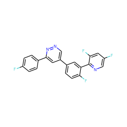 Fc1ccc(-c2cc(-c3ccc(F)c(-c4ncc(F)cc4F)c3)cnn2)cc1 ZINC000013686128