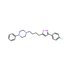 Fc1ccc(-c2cc(CCCCN3CCN(c4ccccc4)CC3)on2)cc1 ZINC000013441277