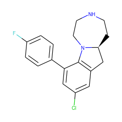 Fc1ccc(-c2cc(Cl)cc3c2N2CCNCC[C@H]2C3)cc1 ZINC000013535512