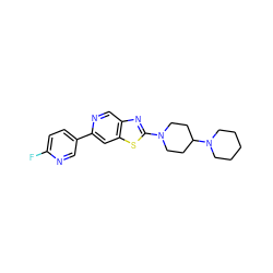 Fc1ccc(-c2cc3sc(N4CCC(N5CCCCC5)CC4)nc3cn2)cn1 ZINC000045301018