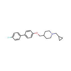 Fc1ccc(-c2ccc(OCC3CCN(CC4CC4)CC3)cc2)cc1 ZINC000013730057