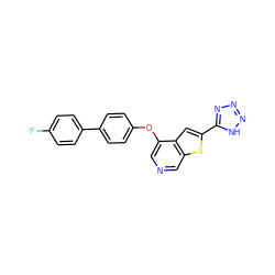 Fc1ccc(-c2ccc(Oc3cncc4sc(-c5nnn[nH]5)cc34)cc2)cc1 ZINC000040950448