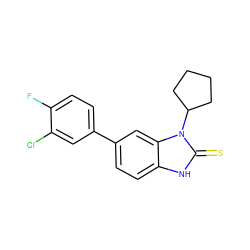 Fc1ccc(-c2ccc3[nH]c(=S)n(C4CCCC4)c3c2)cc1Cl ZINC000028868988