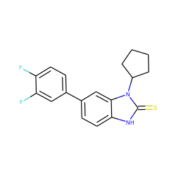 Fc1ccc(-c2ccc3[nH]c(=S)n(C4CCCC4)c3c2)cc1F ZINC000028868997