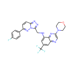 Fc1ccc(-c2ccc3nnc(CNc4cc(C(F)(F)F)cc5ncc(N6CCOCC6)nc45)n3n2)cc1 ZINC000095560413