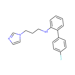 Fc1ccc(-c2ccccc2NCCCn2ccnc2)cc1 ZINC001772656569