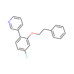 Fc1ccc(-c2cccnc2)c(OCCc2ccccc2)c1 ZINC000299865533