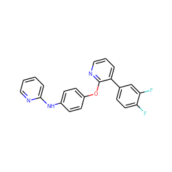 Fc1ccc(-c2cccnc2Oc2ccc(Nc3ccccn3)cc2)cc1F ZINC000142904513