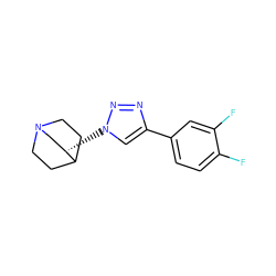 Fc1ccc(-c2cn([C@H]3CN4CCC3CC4)nn2)cc1F ZINC000220736800