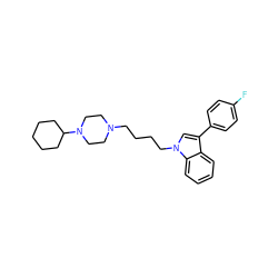 Fc1ccc(-c2cn(CCCCN3CCN(C4CCCCC4)CC3)c3ccccc23)cc1 ZINC000072116656