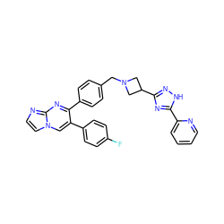 Fc1ccc(-c2cn3ccnc3nc2-c2ccc(CN3CC(c4n[nH]c(-c5ccccn5)n4)C3)cc2)cc1 ZINC000166991986