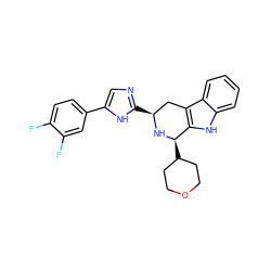 Fc1ccc(-c2cnc([C@H]3Cc4c([nH]c5ccccc45)[C@@H](C4CCOCC4)N3)[nH]2)cc1F ZINC000653719668