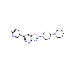 Fc1ccc(-c2cnc3nc(N4CCC(N5CCCCC5)CC4)oc3c2)cn1 ZINC000073298758