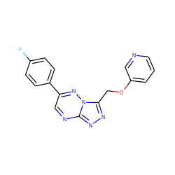 Fc1ccc(-c2cnc3nnc(COc4cccnc4)n3n2)cc1 ZINC000095554757