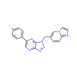 Fc1ccc(-c2cnc3nnn(Cc4ccc5nccn5c4)c3n2)cc1 ZINC000150264671