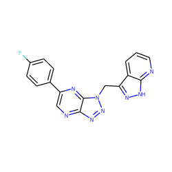 Fc1ccc(-c2cnc3nnn(Cc4n[nH]c5ncccc45)c3n2)cc1 ZINC000299818821