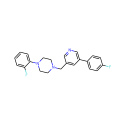 Fc1ccc(-c2cncc(CN3CCN(c4ccccc4F)CC3)c2)cc1 ZINC000026171584