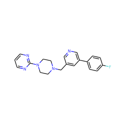 Fc1ccc(-c2cncc(CN3CCN(c4ncccn4)CC3)c2)cc1 ZINC000052585547