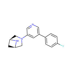 Fc1ccc(-c2cncc(N3C[C@@H]4C[C@H](C3)N4)c2)cc1 ZINC000473151218