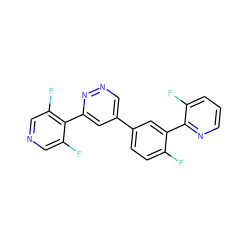 Fc1ccc(-c2cnnc(-c3c(F)cncc3F)c2)cc1-c1ncccc1F ZINC000013686155