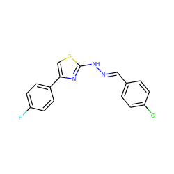 Fc1ccc(-c2csc(N/N=C/c3ccc(Cl)cc3)n2)cc1 ZINC000004039984