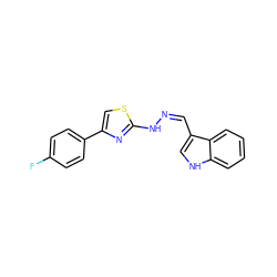 Fc1ccc(-c2csc(N/N=C\c3c[nH]c4ccccc34)n2)cc1 ZINC000005776821