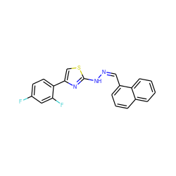 Fc1ccc(-c2csc(N/N=C\c3cccc4ccccc34)n2)c(F)c1 ZINC000095575470