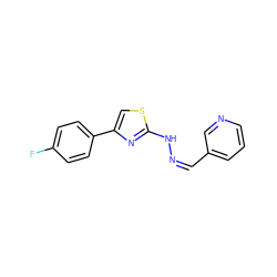 Fc1ccc(-c2csc(N/N=C\c3cccnc3)n2)cc1 ZINC000031904340