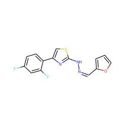 Fc1ccc(-c2csc(N/N=C\c3ccco3)n2)c(F)c1 ZINC000095577162