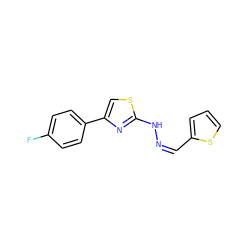 Fc1ccc(-c2csc(N/N=C\c3cccs3)n2)cc1 ZINC000005769781