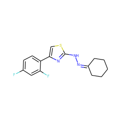 Fc1ccc(-c2csc(NN=C3CCCCC3)n2)c(F)c1 ZINC000064415670