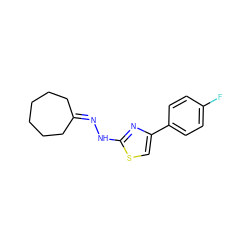 Fc1ccc(-c2csc(NN=C3CCCCCC3)n2)cc1 ZINC000005770106