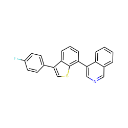 Fc1ccc(-c2csc3c(-c4cncc5ccccc45)cccc23)cc1 ZINC000205214083