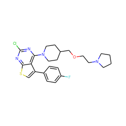 Fc1ccc(-c2csc3nc(Cl)nc(N4CCC(COCCN5CCCC5)CC4)c23)cc1 ZINC000653758380