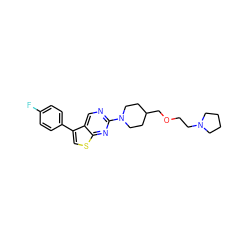 Fc1ccc(-c2csc3nc(N4CCC(COCCN5CCCC5)CC4)ncc23)cc1 ZINC000146648386