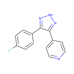 Fc1ccc(-c2n[nH]nc2-c2ccncc2)cc1 ZINC000013445014