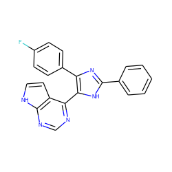 Fc1ccc(-c2nc(-c3ccccc3)[nH]c2-c2ncnc3[nH]ccc23)cc1 ZINC000095574648