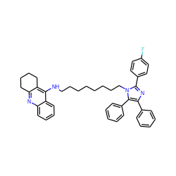 Fc1ccc(-c2nc(-c3ccccc3)c(-c3ccccc3)n2CCCCCCCCNc2c3c(nc4ccccc24)CCCC3)cc1 ZINC000095587342